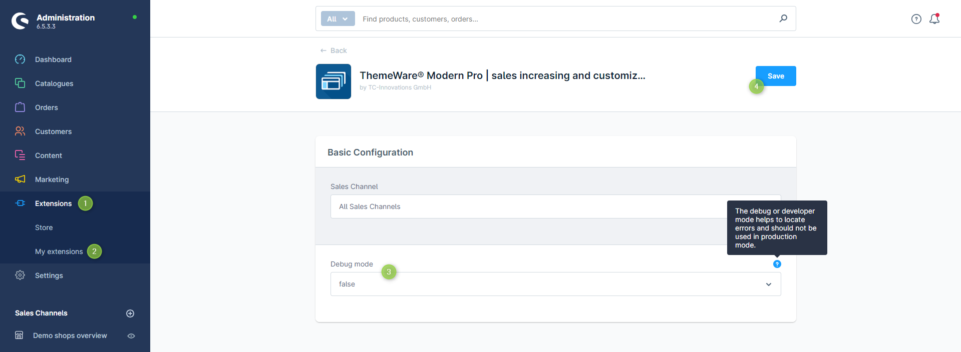 ThemeWare® "Debug mode"