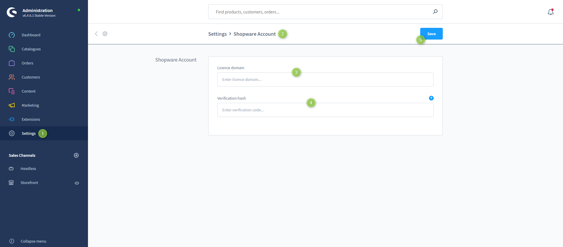 Linking up the Shopware Account with the shop