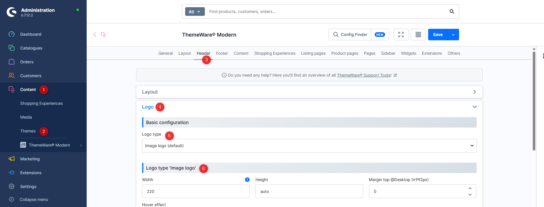 Logo configuration in ThemeWare®