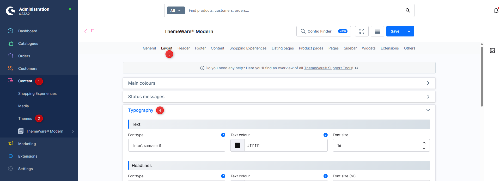 Font configuration in ThemeWare®